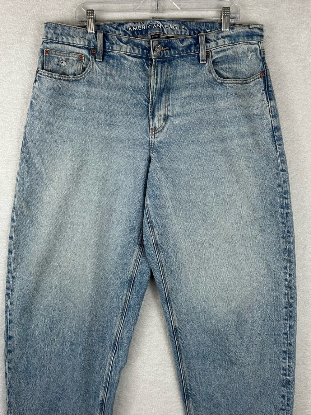 American Eagle Barrel leg Jeans Womens 14 Blue light Wash High Rise